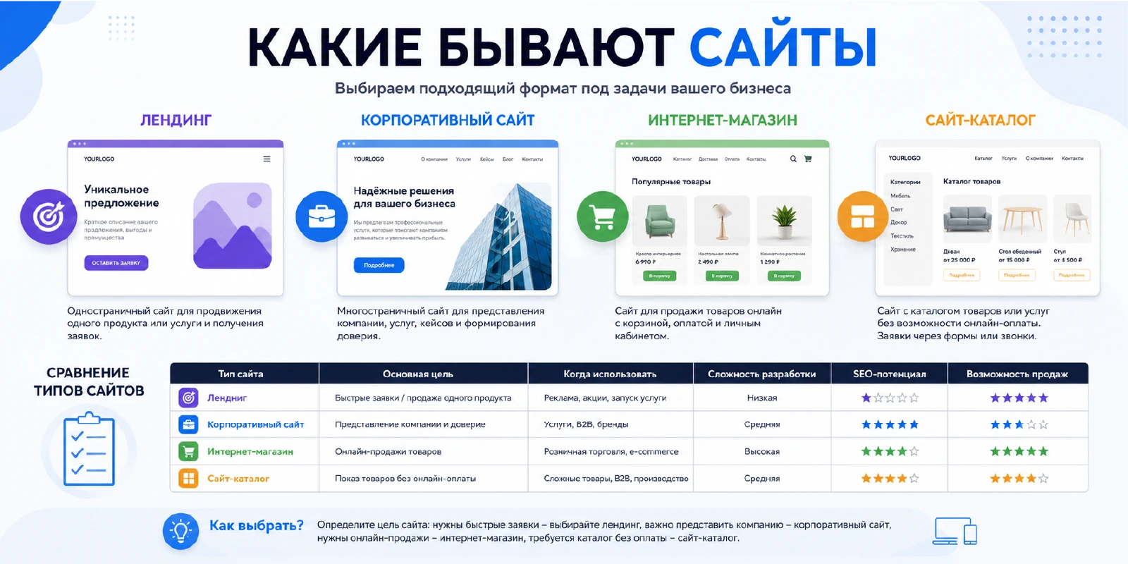 Какие бывают сайты
